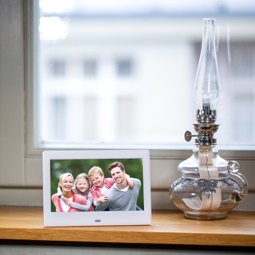 Sencor - Cadre photo numérique 7 avec haut-parleur 230V blanc + télécommande