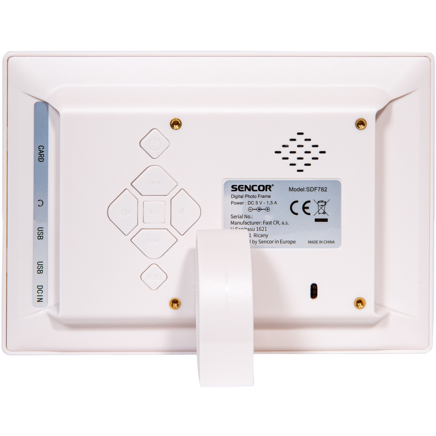 Sencor - Cadre photo numérique 7 avec haut-parleur 230V blanc + télécommande