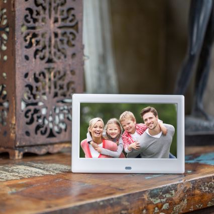 Sencor - Cadre photo numérique 7 avec haut-parleur 230V blanc + télécommande