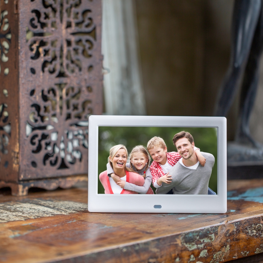 Sencor - Cadre photo numérique 7 avec haut-parleur 230V blanc + télécommande
