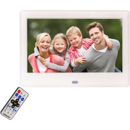Sencor - Cadre photo numérique 7 avec haut-parleur 230V blanc + télécommande
