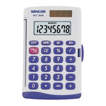 Sencor - Calculatrice de poche 1xLR41 blanche/bleue