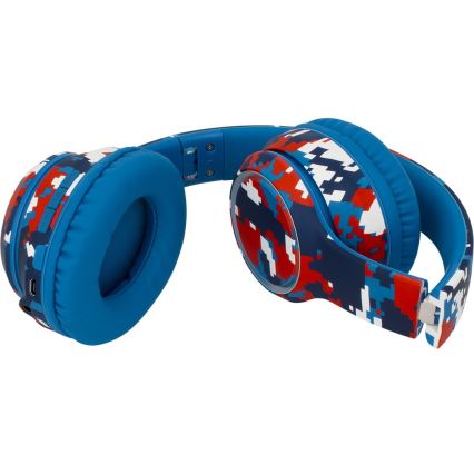 Sencor - Casque sans fil avec micro 3,7V/400 mAh bleu/rouge