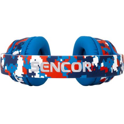 Sencor - Casque sans fil avec micro 3,7V/400 mAh bleu/rouge