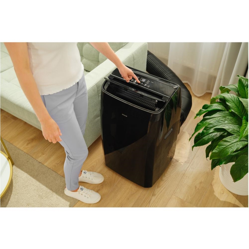 Sencor - Climatiseur mobile intelligent 4 en 1 avec accessoires complets 900W/230V 9000 BTU Wi-Fi noir + télécommande