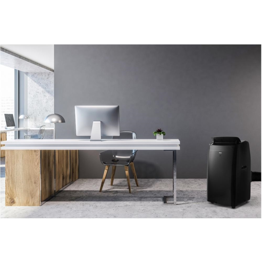 Sencor - Climatiseur mobile intelligent 4 en 1 avec accessoires complets 900W/230V 9000 BTU Wi-Fi noir + télécommande