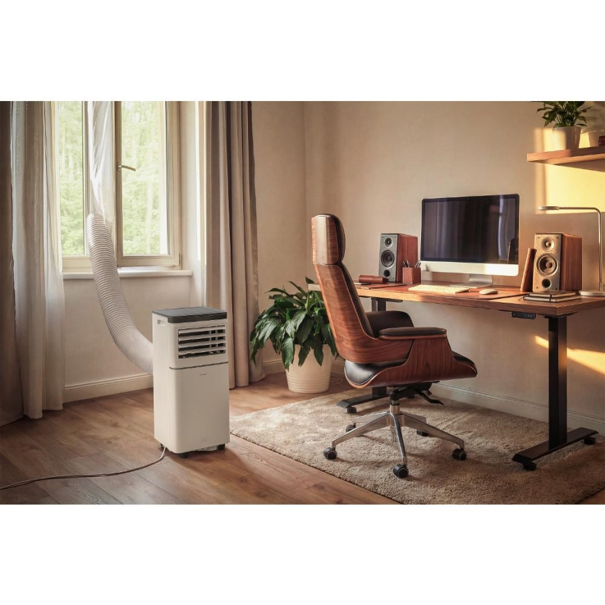 Sencor - Climatiseur mobile connecté 3 en 1, livré avec l'ensemble des accessoires, 760 W/230 V, 7000 BTU, Wi-Fi, blanc + télécommande