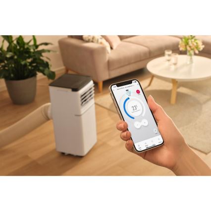 Sencor - Climatiseur mobile connecté 3 en 1, livré avec l'ensemble des accessoires, 760 W/230 V, 7000 BTU, Wi-Fi, blanc + télécommande