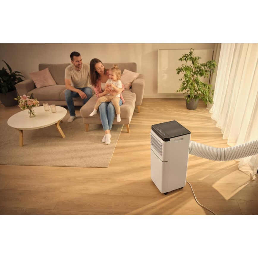 Sencor - Climatiseur mobile connecté 3 en 1, livré avec l'ensemble des accessoires, 760 W/230 V, 7000 BTU, Wi-Fi, blanc + télécommande