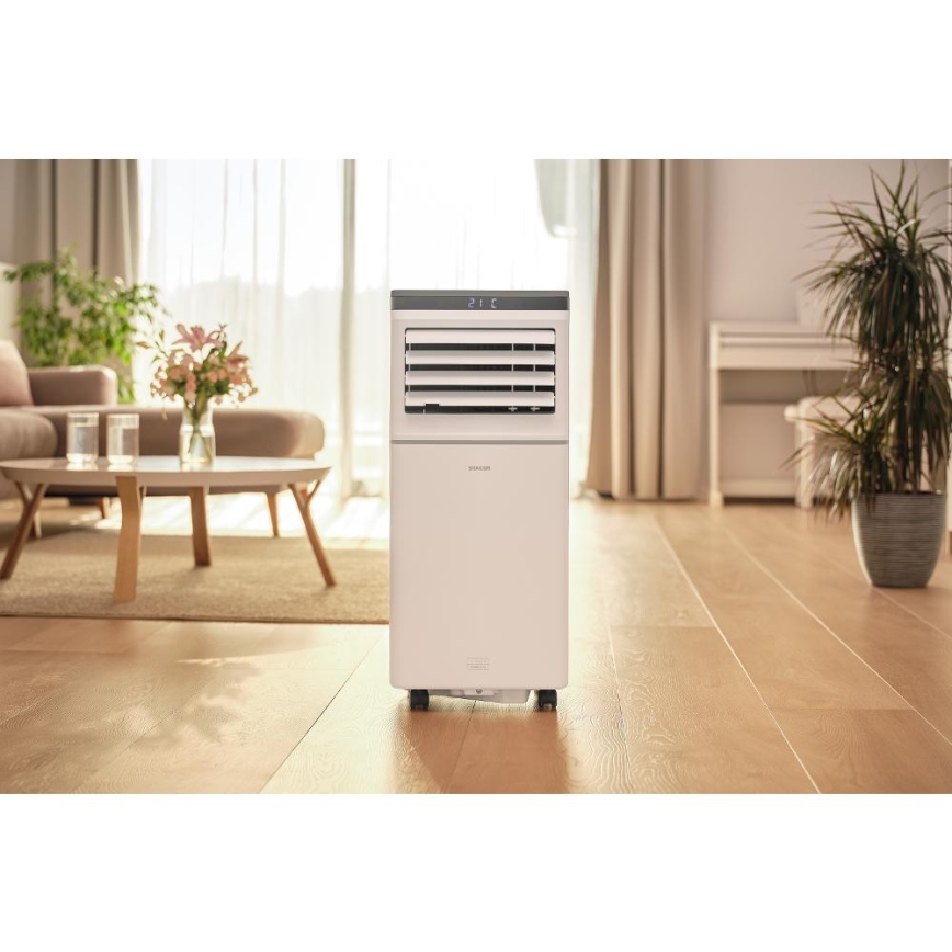 Sencor - Climatiseur mobile connecté 3 en 1 livré avec l'ensemble complet d'accessoires 815W/230V 8000 BTU Wi-Fi blanc + télécommande