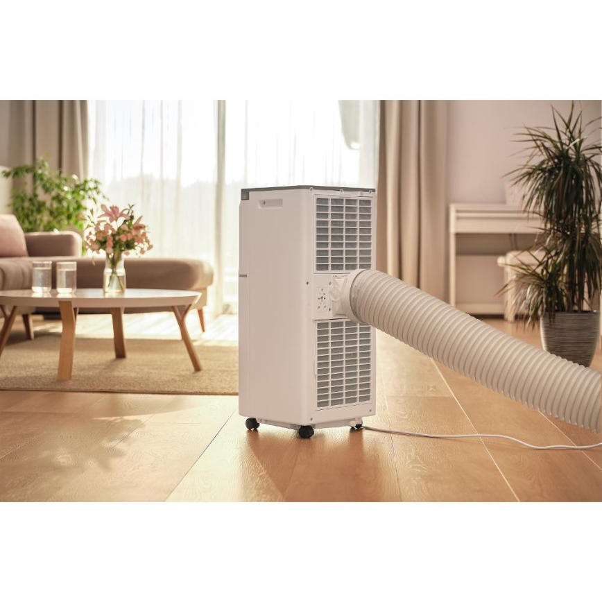 Sencor - Climatiseur mobile connecté 3 en 1 livré avec l'ensemble complet d'accessoires 815W/230V 8000 BTU Wi-Fi blanc + télécommande