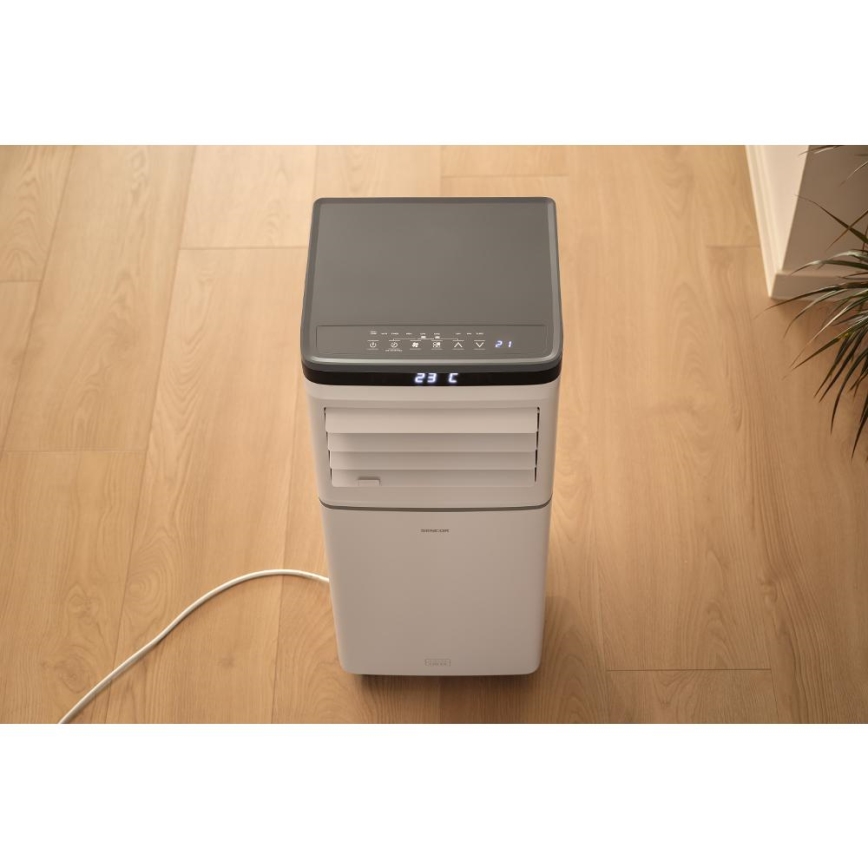 Sencor - Climatiseur mobile connecté 3 en 1 livré avec l'ensemble complet d'accessoires 815W/230V 8000 BTU Wi-Fi blanc + télécommande