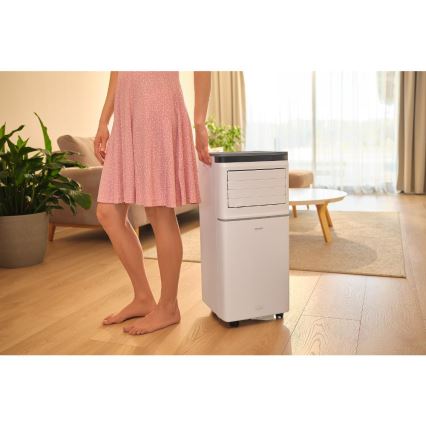 Sencor - Climatiseur mobile connecté 3 en 1 livré avec l'ensemble complet d'accessoires 815W/230V 8000 BTU Wi-Fi blanc + télécommande