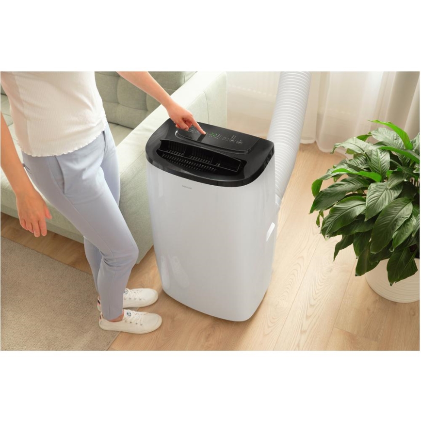 Sencor - Climatiseur mobile intelligent 4 en 1, livré avec kit d'accessoires complet, 1700 W / 230 V, 12 000 BTU, Wi-Fi, blanc + télécommande