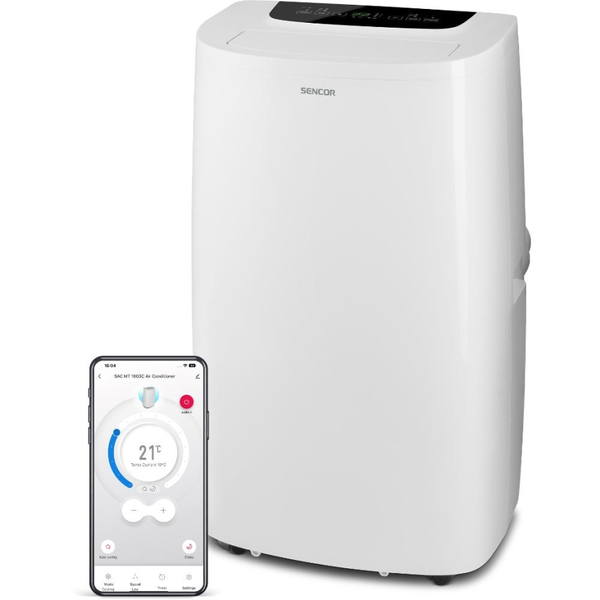 Sencor - Climatiseur portable connecté 3en1 avec accessoires complets 1700W/230V 16000 BTU Wi-Fi + Télécommande