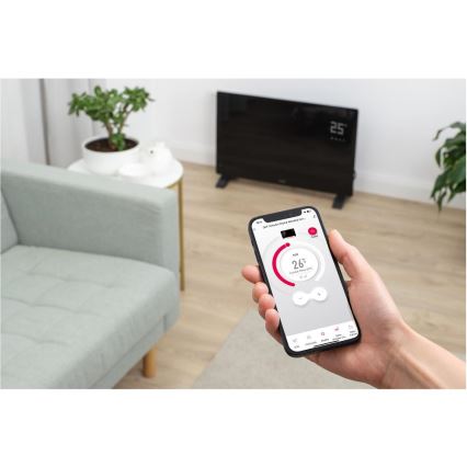 Sencor - Radiateur/convecteur électrique intelligent 2000W/230V IP24 Wi-Fi noir + télécommande