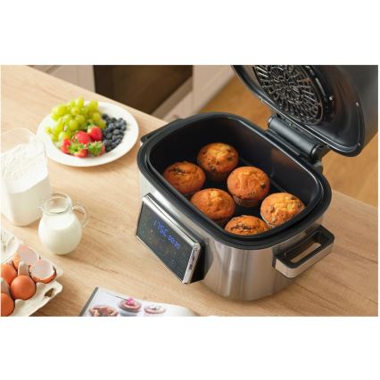 Sencor - Friteuse à air chaud multifonction et gril 1660W/230V 6 l chrome mat/noir