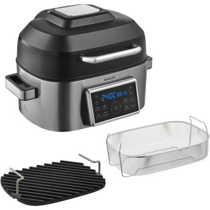 Sencor - Friteuse à air chaud multifonction et gril 1660W/230V 6 l chrome mat/noir