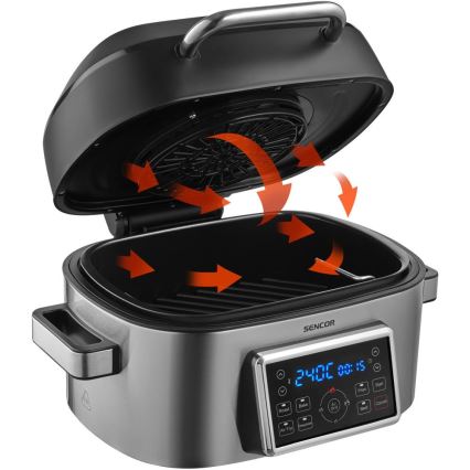 Sencor - Friteuse à air chaud multifonction et gril 1660W/230V 6 l chrome mat/noir