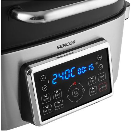 Sencor - Friteuse à air chaud multifonction et gril 1660W/230V 6 l chrome mat/noir