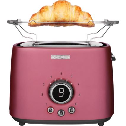 Sencor - Grille-pain 2 fentes avec support réchauffe-pains 1000W/230V, rose
