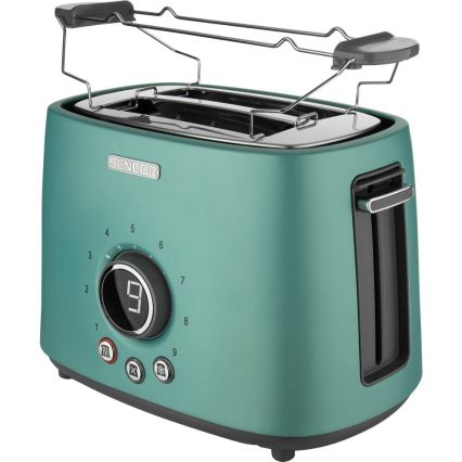 Sencor - Grille-pain à deux fentes avec fonction réchauffage 1000W/230V vert menthe