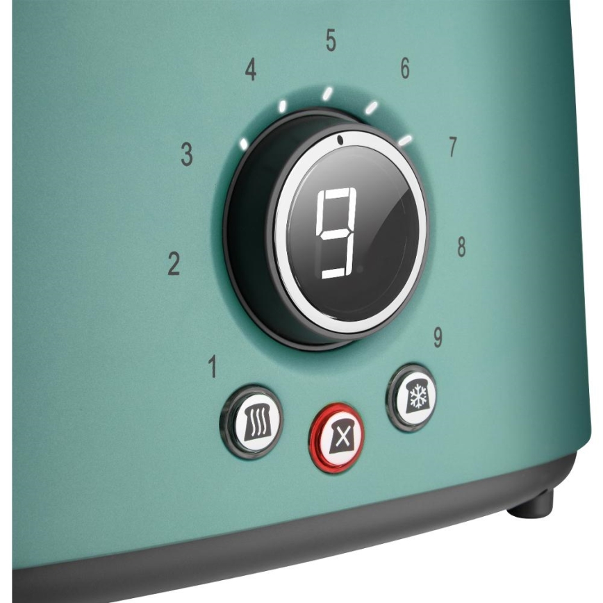 Sencor - Grille-pain à deux fentes avec fonction réchauffage 1000W/230V vert menthe