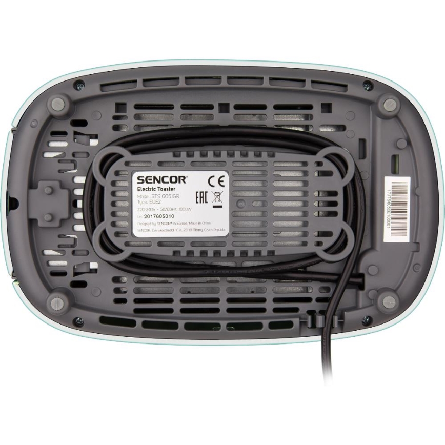 Sencor - Grille-pain à deux fentes avec fonction réchauffage 1000W/230V vert menthe