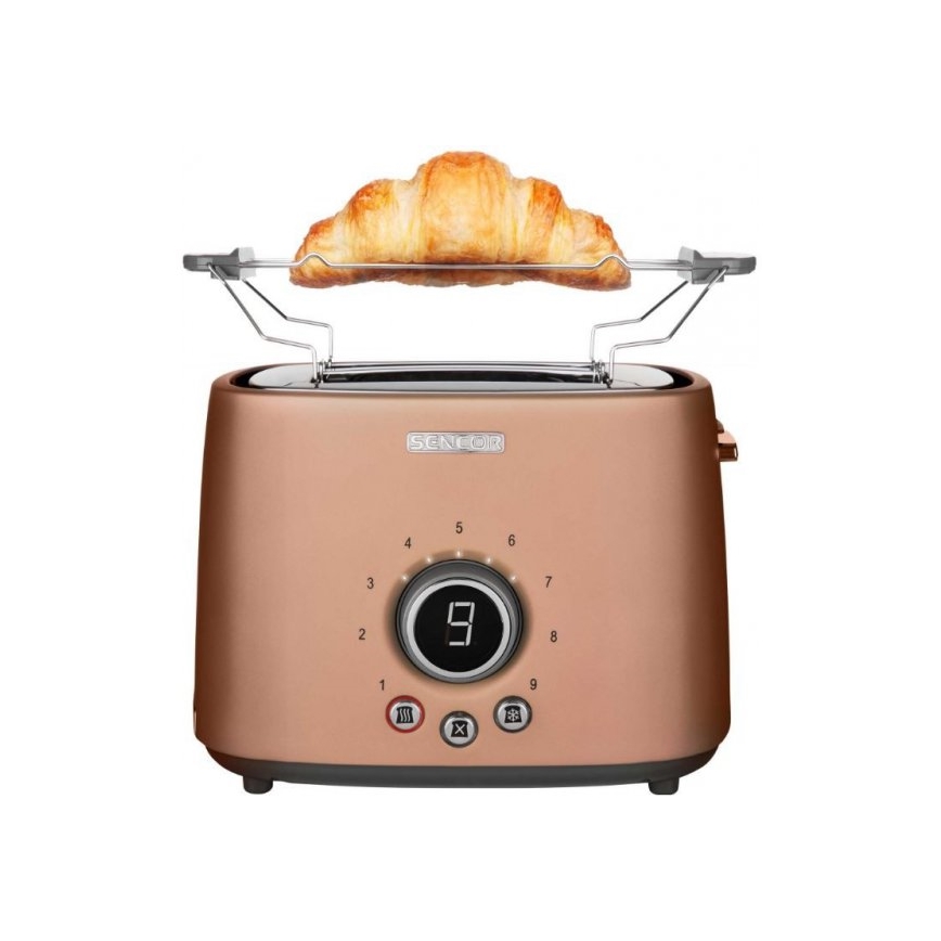 Sencor - Grille-pain à deux trous avec fonction de préchauffage 1000W/230V cuivré
