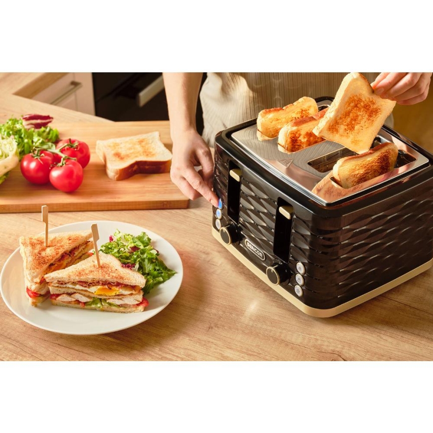 Sencor - Grille-pain à quatre fentes 1600 W/230 V, noir/beige