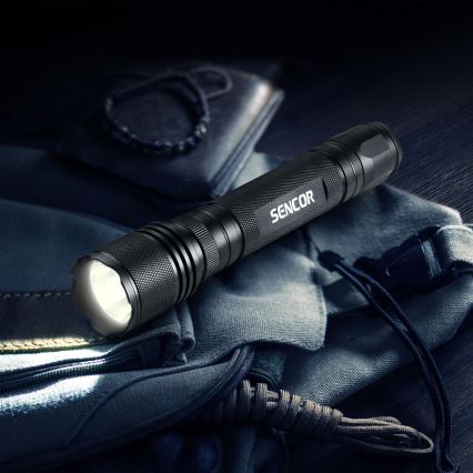 Sencor - Lampe torche en aluminium LED/5W/6xAAA IP44 noir