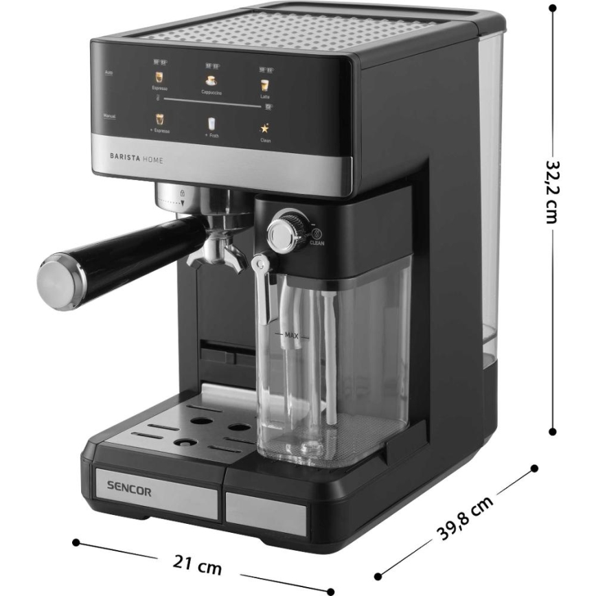 Sencor - Machine à expresso à levier 1350W/230V noir/chrome mat