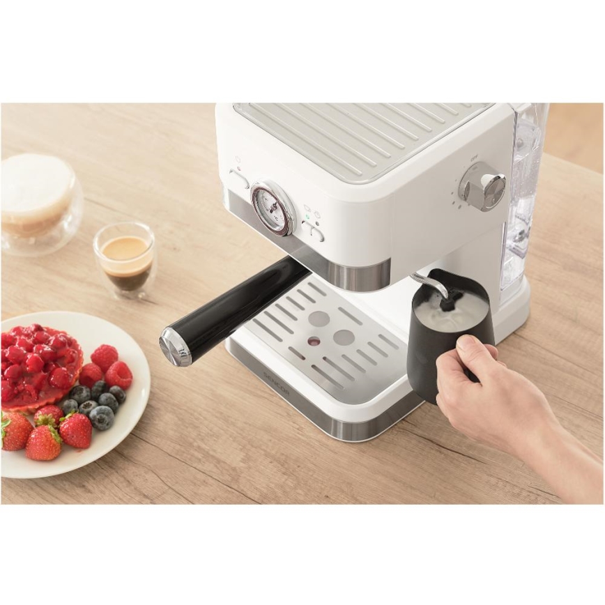 Sencor - Machine à espresso à levier 1050W/230V blanc/chrome mat