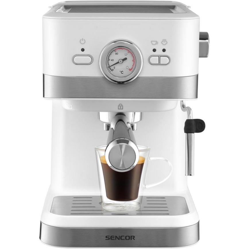 Sencor - Machine à espresso à levier 1050W/230V blanc/chrome mat