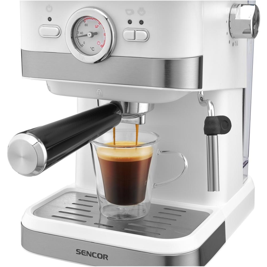 Sencor - Machine à espresso à levier 1050W/230V blanc/chrome mat