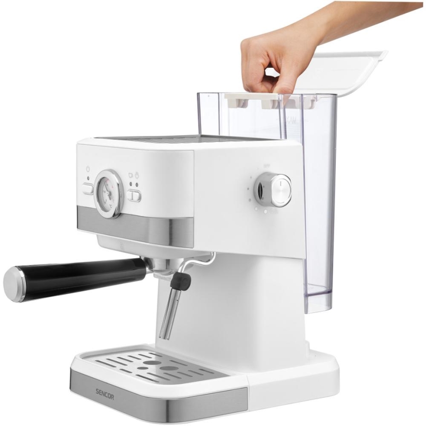 Sencor - Machine à espresso à levier 1050W/230V blanc/chrome mat