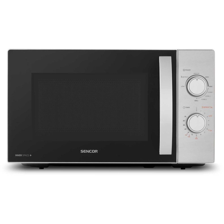 Sencor - Micro-ondes avec fonction gril 700W/1000W/230V 20 l chrome mat