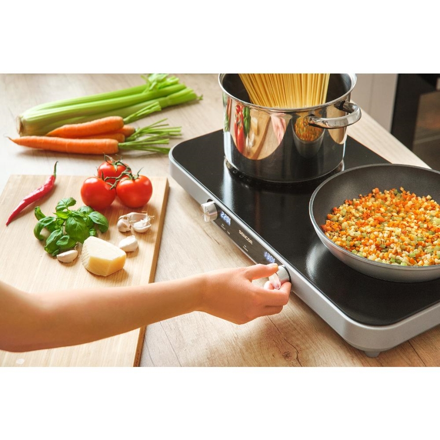 Sencor - Plaque de cuisson vitrocéramique à deux foyers avec écran LCD 3500W/230V