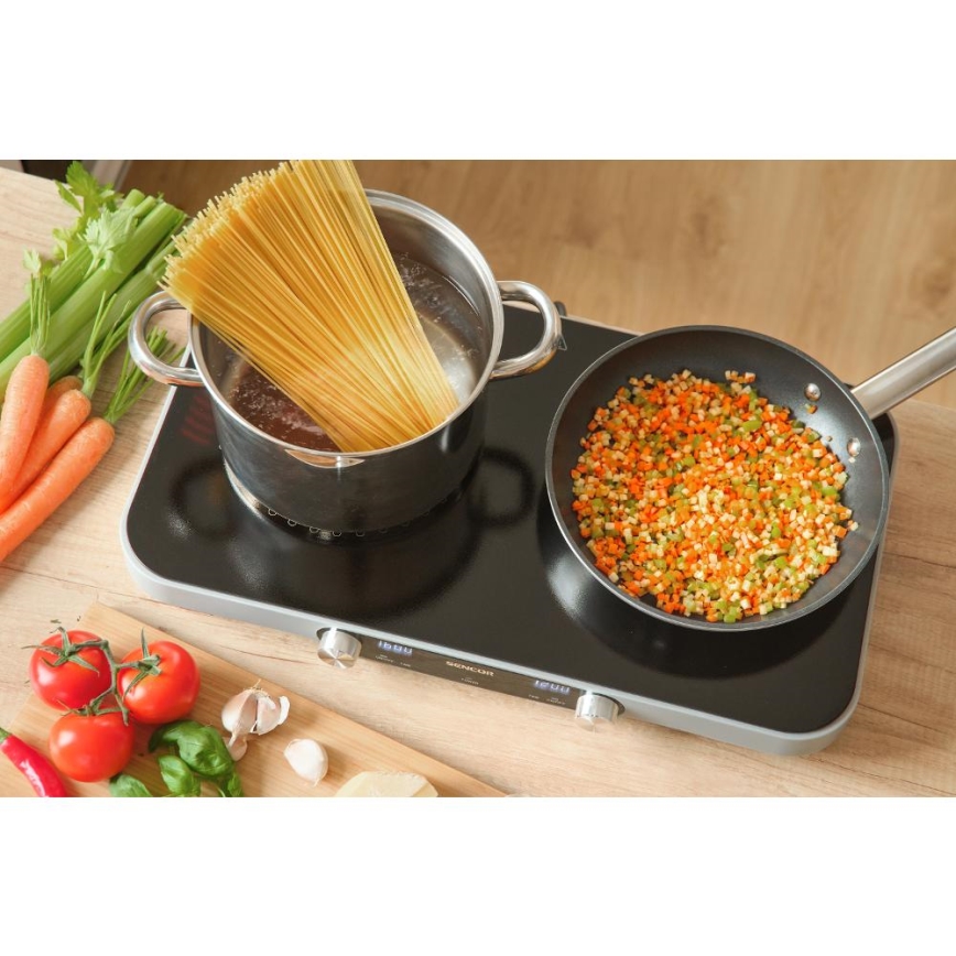 Sencor - Plaque de cuisson vitrocéramique à deux foyers avec écran LCD 3500W/230V