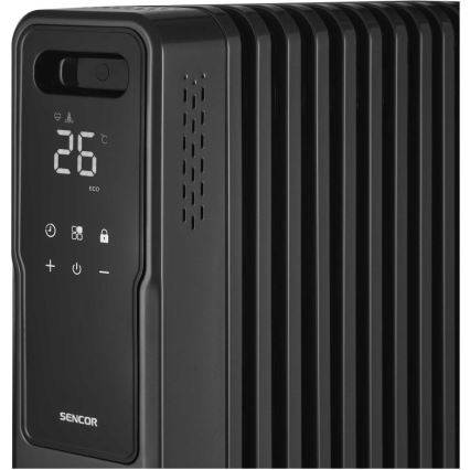 Sencor - Radiateur à bain d'huile 11 éléments 1000/1200/2400W/230V Wi-Fi noir