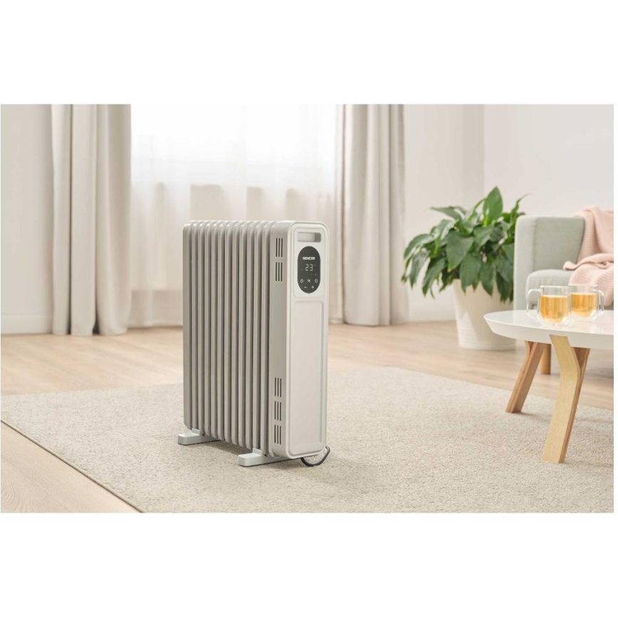 Sencor - Radiateur à bain d'huile à 13 ailettes 1000/2500W/230V blanc + télécommande