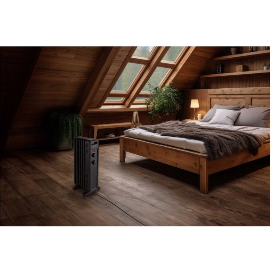 Sencor - Radiateur à bain d'huile 7 éléments 600/900/1500W/230V noir
