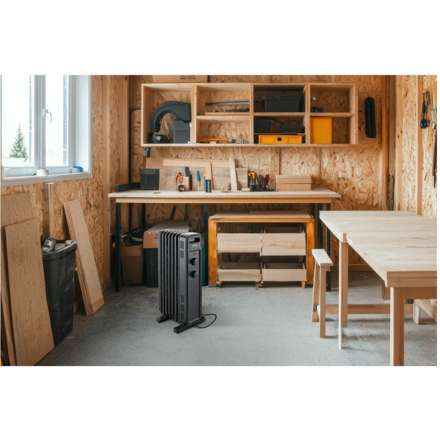 Sencor - Radiateur à bain d'huile 7 éléments 600/900/1500W/230V noir