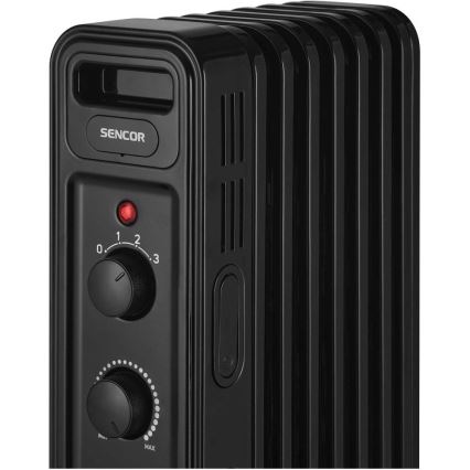 Sencor - Radiateur à bain d'huile 7 éléments 600/900/1500W/230V noir