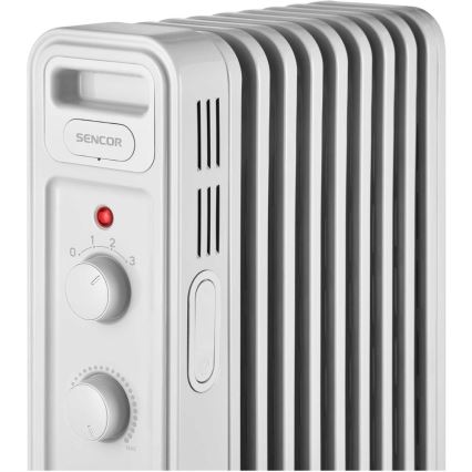 Sencor - Radiateur à bain d'huile 9 éléments, 800/1200/2000 W, 230 V, blanc