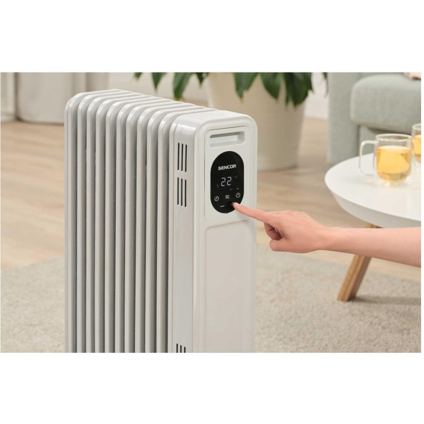 Sencor - Radiateur à bain d'huile à 11 éléments 1000/2300W/230V blanc + télécommande