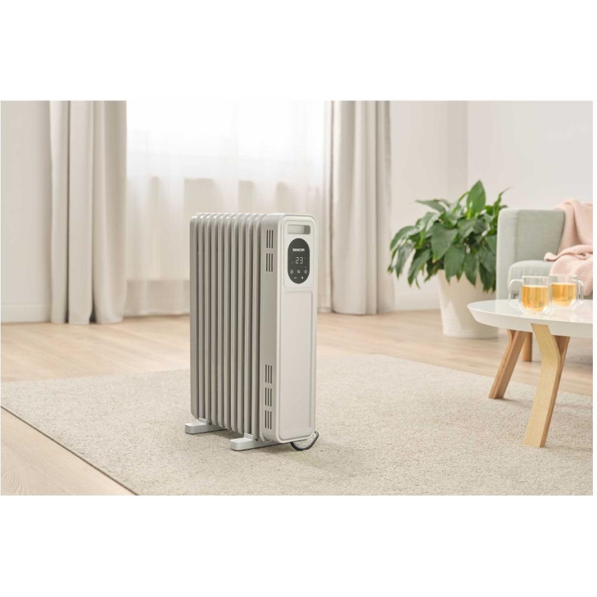 Sencor - Radiateur à bain d'huile à 11 éléments 1000/2300W/230V blanc + télécommande