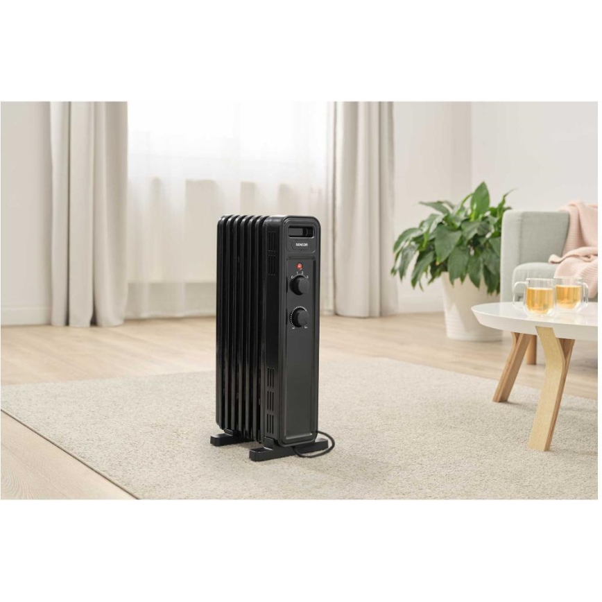 Sencor - Radiateur à bain d'huile à 7 ailettes 600/900/1500W/230V noir