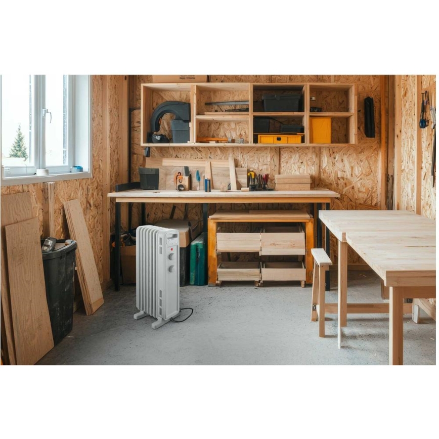 Sencor - Radiateur à bain d'huile à 7 éléments 600/900/1500W/230V blanc