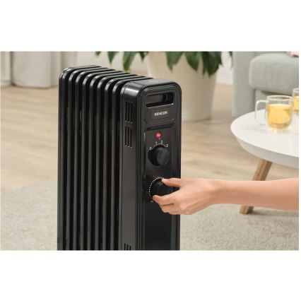Sencor - Radiateur à bain d'huile avec 9 ailettes 800/1200/2000W/230V noir